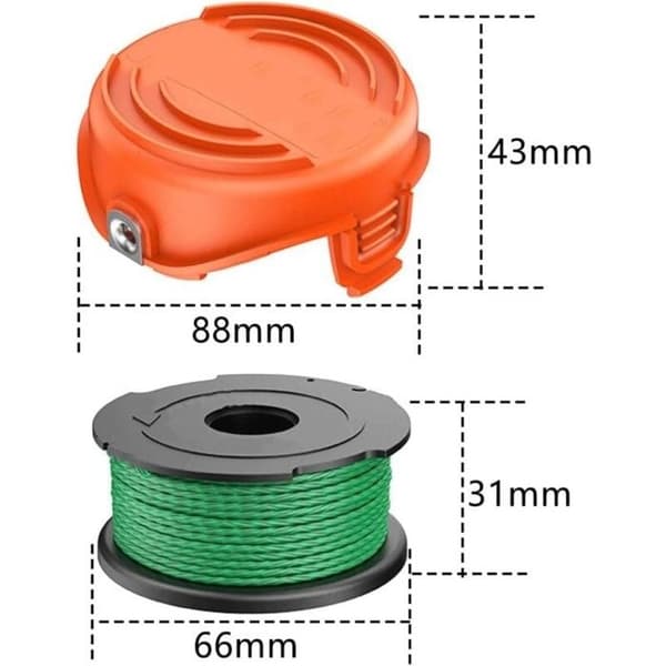 2,0 mm 6,1 m (5+1) trådspoler kompatible med Black & Decker A6486 GL7033 GL8033 GL9035