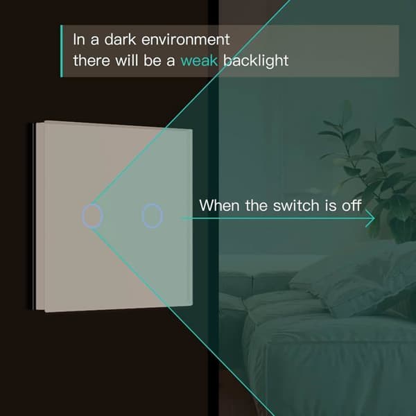 2-vägs touchströmbrytare - Härdat glas - LED-indikator - Neutralledare ingår ej