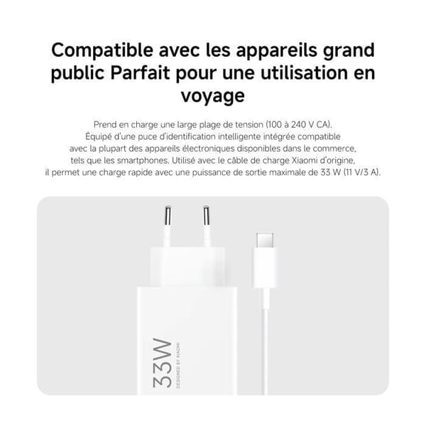 Xiaomi 33W snabbladdare laddningskombo typ A vit