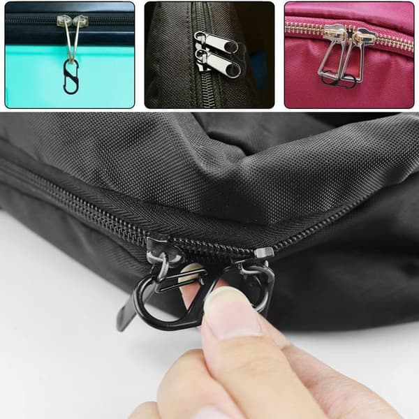Dragkedjetillbehör: Förpackning med 14 S-formade karbinhakar - Zinklegering - 3 storlekar - Svart