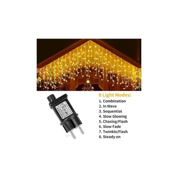 2-delt 24V 6W LED strømforsyningstransformator, IP44 lavspent blinkende driveradapter med 8 moduser, timer og minnefunksjon for lyslenker