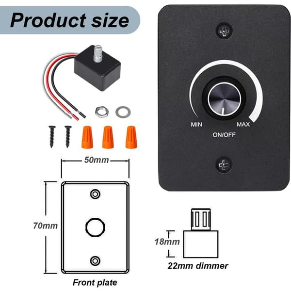 PWM LED Dimmerbryter DC 12V 5A, 0% til 100% Dimming, Egnet for Bobiler, Campingvogner, Varebiler, Lastebiler, Biler, Båter