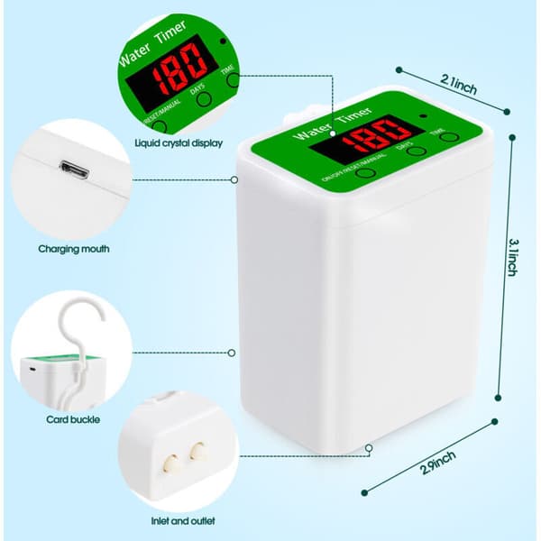 Automatiskt droppbevattningskit, 12-pack automatiskt bevattningssystem för inomhusväxter, LED-display och USB-uppladdningsbart droppsystem