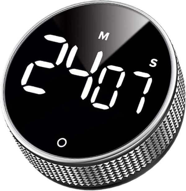 Digitalt køkkentimer, madlavningstimer, magnetisk nedtællingstimer med stort LED-display, justerbar lydstyrke og lysstyrke