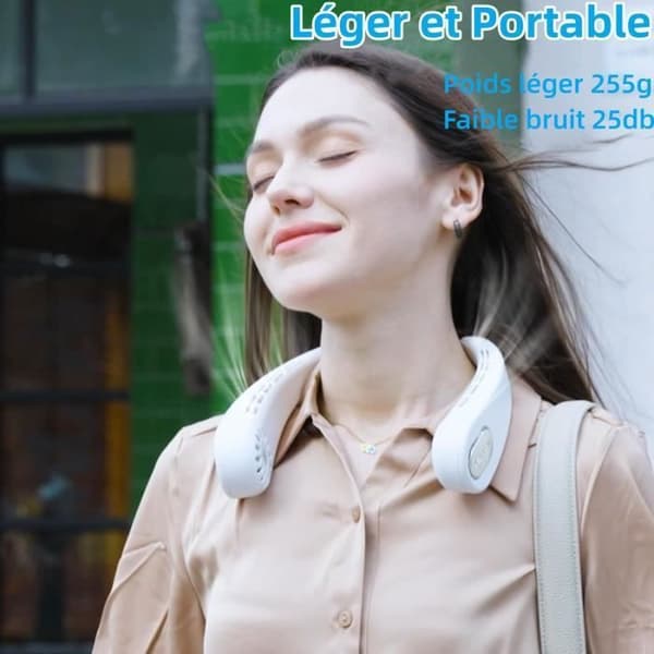 Bærbar halsventilator, mini USB-ventilator, bladløs, lydløs, 3 hastigheder til kontor, rejser, udendørs brug