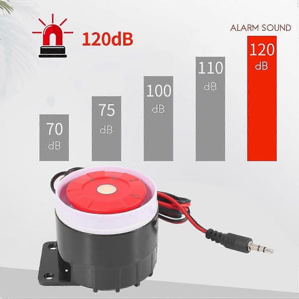 Kablet minisirene til alarmsystem til hjemmet Hornsirene 120dB 12V