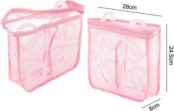 2-pack skorengöringstvättväskor Skoväskor för tvättmaskin Dragkedja Skotvättväskor Multifunktion, Rosa