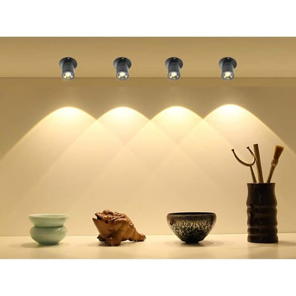 Mini infälld LED-spotlight 1W – 10-pack, svart, varmvit, 360° arm, transformator ingår