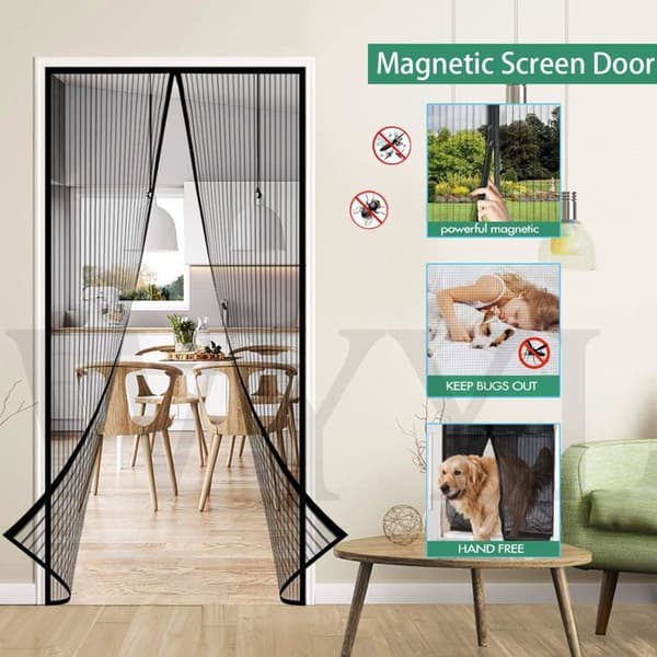 Magnetisk myggenet til dør 150x220 cm - myggemiddel, polyester, magnetisk lukning