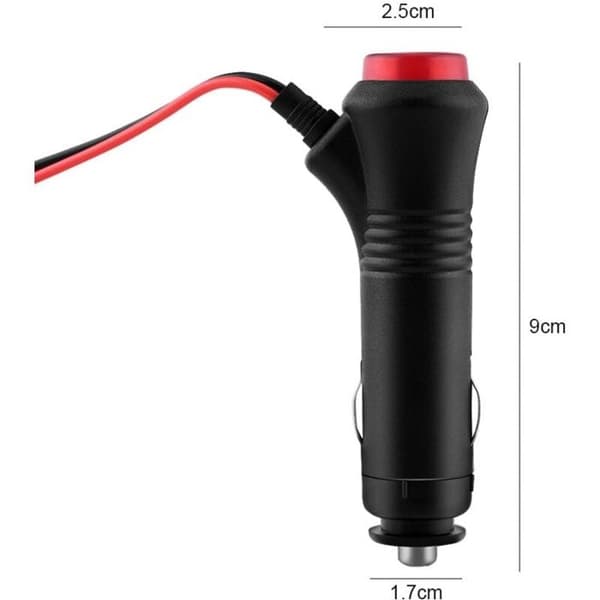 12V-24V cigarettænderstikadapter - Afbryderknap - Rød LED-indikator - 1,5m kabel