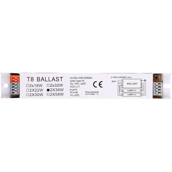 220-240v AC 2x36w Bredspänning T8 Elektronisk Förkopplingsdon Fluorescerande Rör Förkopplingsdon
