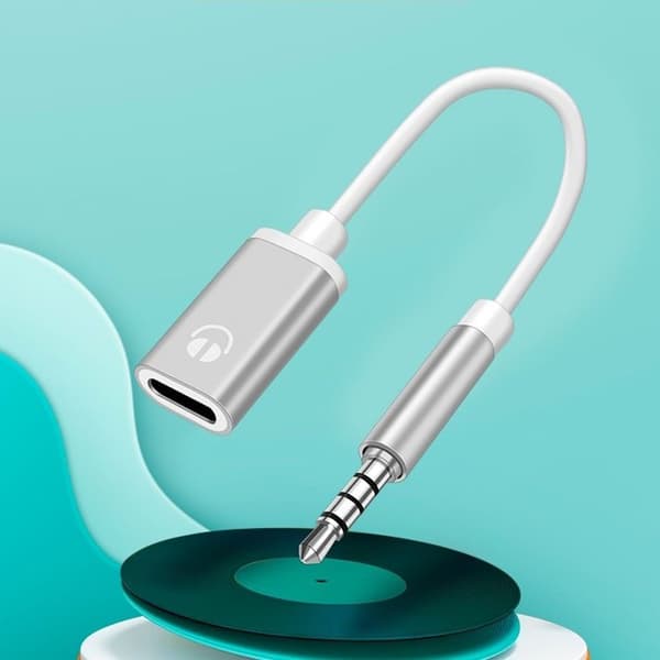3,5 mm han til Type C hun hovedtelefonstikadapter USB C til Aux lydkabel sølv Silver