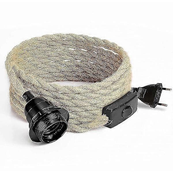 4,5 m 2-leder linstromkabel, med E27-sokkel og bryter, for DIY-lampe (uten pære)