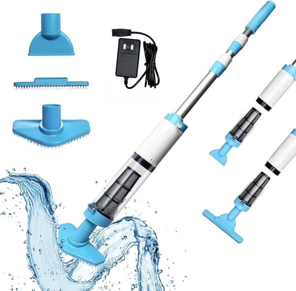 Poolbørste Poolrenser Støvsuger, 3-i-1 Genopladelig Batteridrevet Elektrisk Renser til Pools, Spabade, Jacuzzi