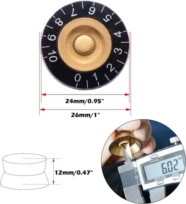 4 st Bärnstensfärgade Top Hat Stil 6mm Gitarrkontrollknappar för Elgitarr Bas Volymkontrollknapp, Radio Reservdelar Ersättning KNOB-S32