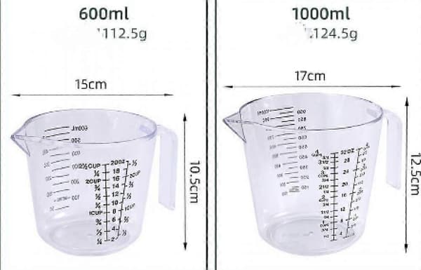 Kök Bakning Ps Plast Mätkopp 150/300/600/1000ml, 4-delad Transparent Mätkopp Kök Precisionsgraderad Kopp