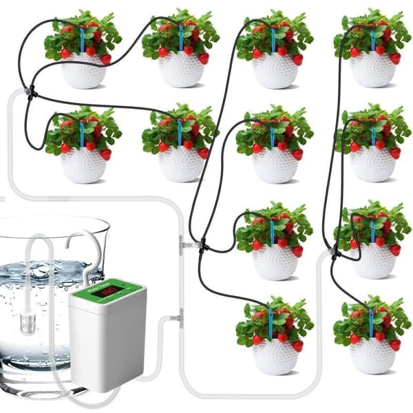 Automatiskt droppbevattningskit, 12-pack automatiskt bevattningssystem för inomhusväxter, LED-display och USB-uppladdningsbart droppsystem