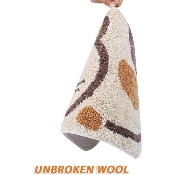 Badrumsmatta halkfri absorberande, kattbild 46 x 66 cm beige