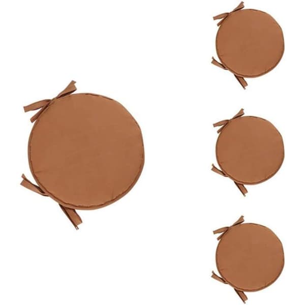 Stolhynde, sæt med 4, 38 cm - Rund - Polyester - Digitaltryk - Brun