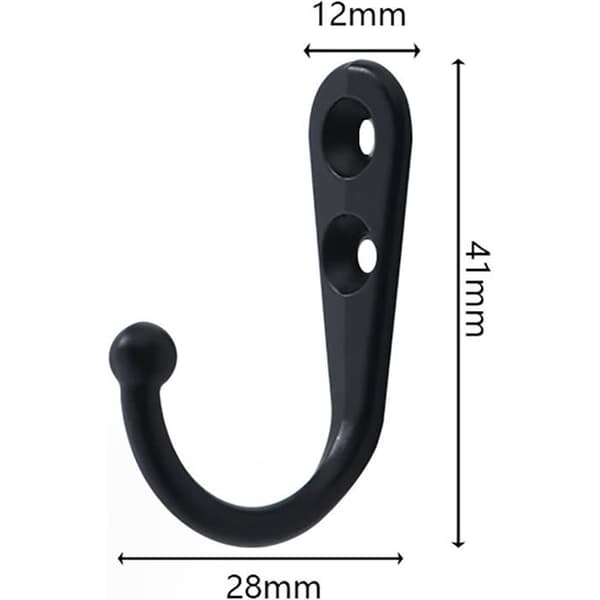 Sæt med 4 sorte vægkroge i zinklegering, antik bronze finish, rustfri (40×30×13 mm)