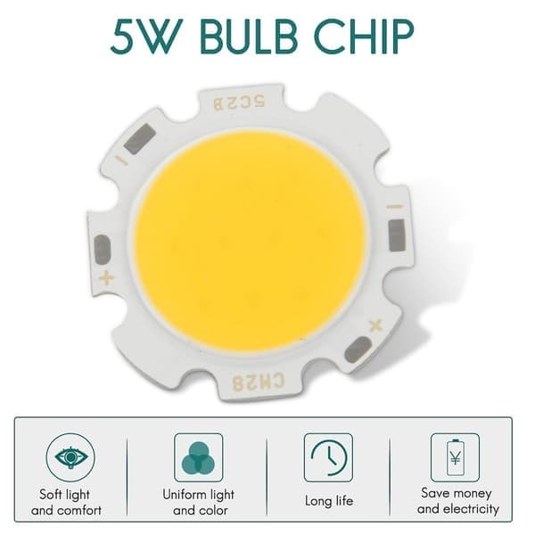 5w Chip Light Round Cob Super Bright Led-glödlampor Varmvit Dc15-17v