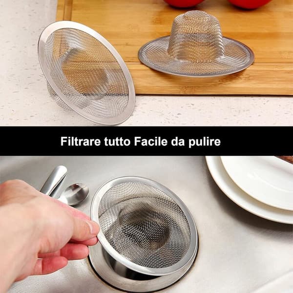 Set med 6 diskbänksfilter, badrumsfilter, tvättställsfilter, diskbänksfilter, rostfritt stål