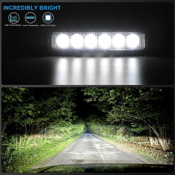 12V 18W LED arbeidslys, 12V LED bil spot flom tåkelys, 9200lm arbeidslys (2 stk)