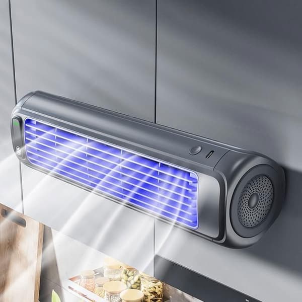 Bærbar vægmonteret køleventilator - 3 hastigheder - Stille køler til køkken, hjemmekontor - Beige
