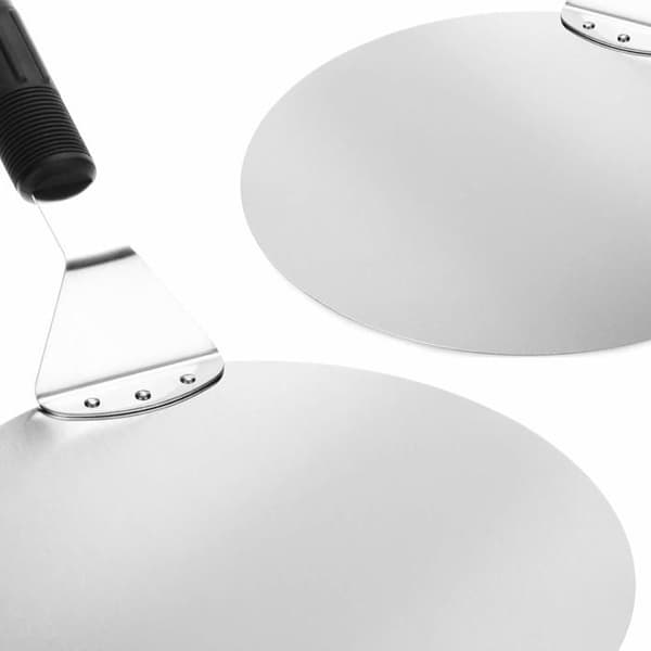 Rund pizzaspade - rustfritt stål - ergonomisk gummihåndtak - Ø25 cm