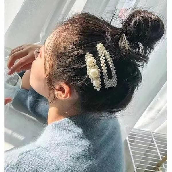 12 perle hårspænder, håndlavede hårspænder, glitter grå