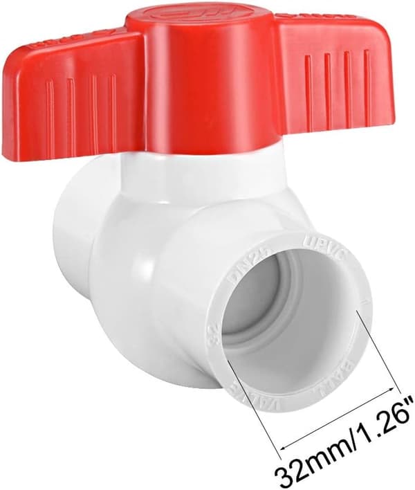 32 mm PVC kugleventil til vandforsyningsrør, glideforbindelse