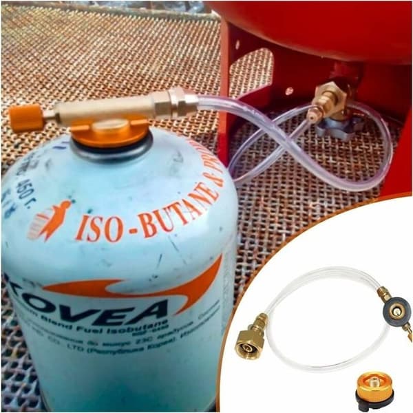 Gaspatronadapter til udendørs gasmadlavning - Dyseadapter til LPG, flad cylinder, flaskeadapter