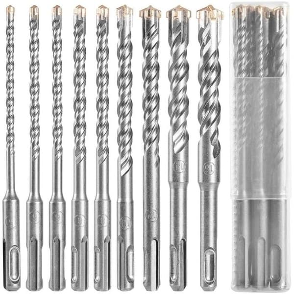 SDS-Plus borrset - 9 delar - Hårdmetallspets - Längd 160 mm