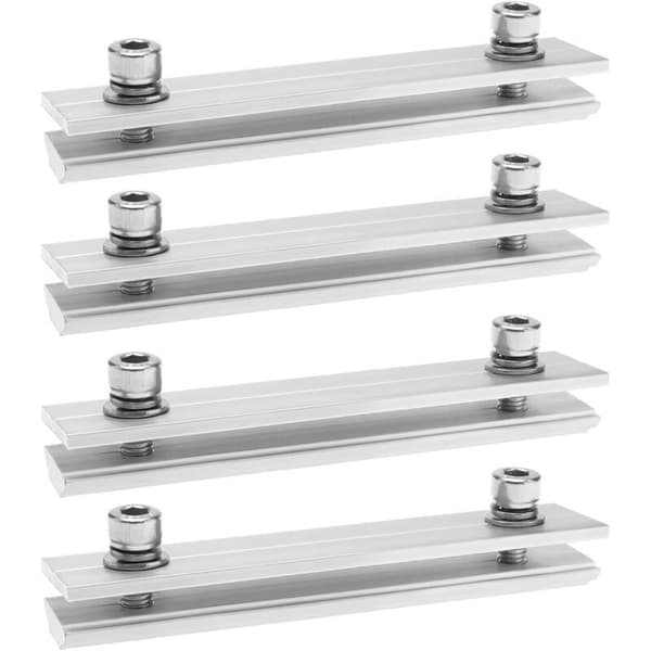 Set med 4 aluminiumprofilanslutningar för solpaneler - 15 x 4 cm