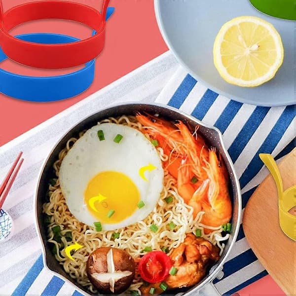 4-pack äggringar för stekning, non-stick stekäggring silikon äggstekring äggkokningsringar värmebeständiga pannkaksringar form runda äggformar