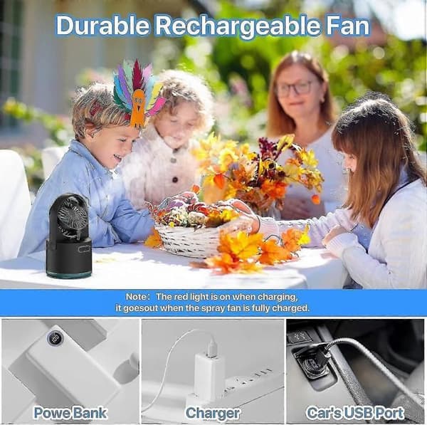 Mini fläkt med dimfunktion - Svart - 3 hastigheter - 300ml - USB - Tyst 30dB