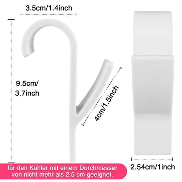 Sett med 8 hvite radiatorhaker – for håndklestativ, rør ≤ 2,5 cm
