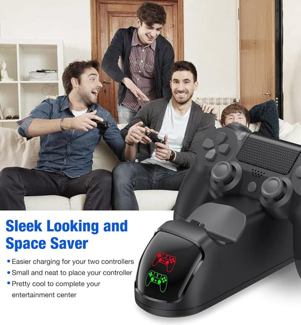 Ladestation til PS4 - Dobbeltoplader til to PS4/PS4 Slim/PS4 Pro-controllere Hurtig opladning