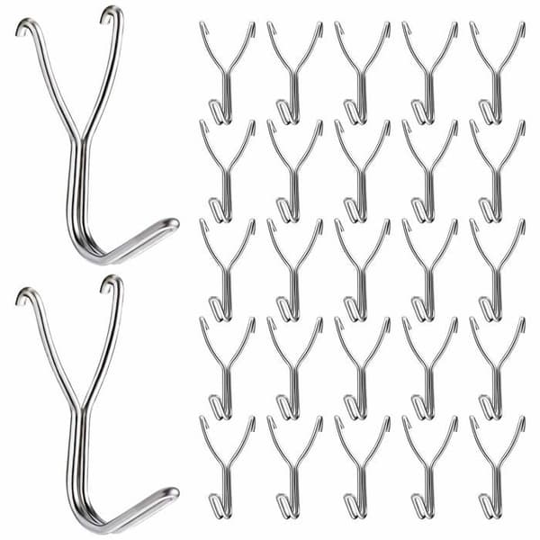 Hulplade kroge, pakke med 50 (20 mm) - Rustfrit stål - Stabil dobbelt række - Poleret overflade