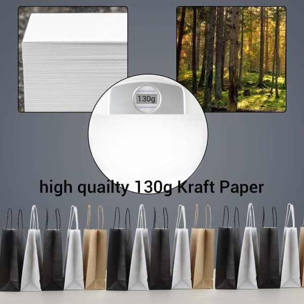 25 hvide papirsposer med håndtag, 23×8×17