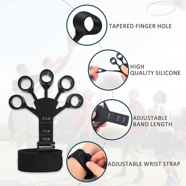 2 st Fingerförstärkare Handgreppstränare, 6 resistenta nivåband Silikon handledsbår, Gitarrfingerövning Tränare Hand Underarm