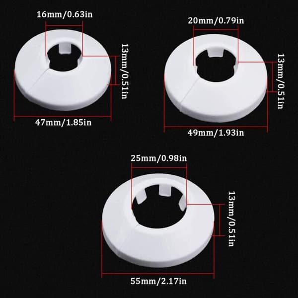 9 st radiatorrörskydd för radiatorvärme, rörhålsskydd, vägg, golv 16 mm / 20 mm / 25 mm (vit)