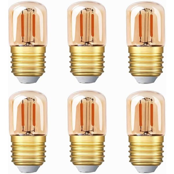 Mini tubulär LED-filamentlampa E27 1W 2200K bärnsten – 6-pack, varmvit, ej dimbar