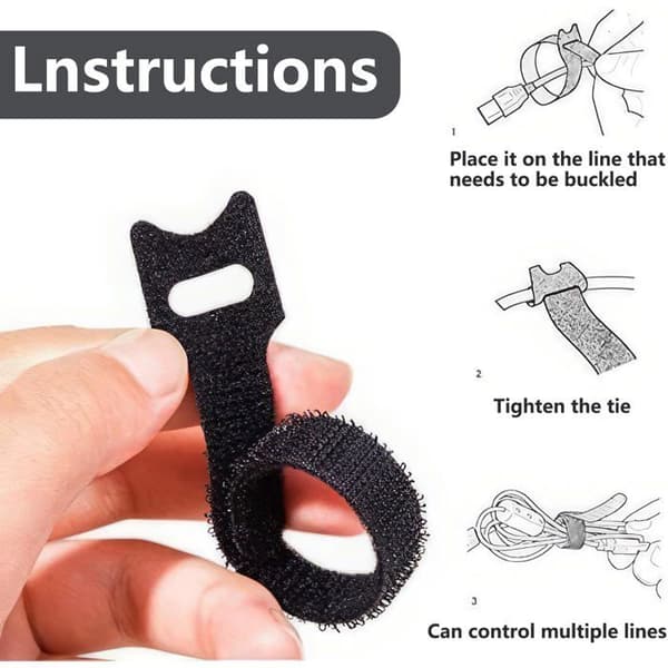 Justerbara buntband, 100-pack - Nylon - Återanvändbara - Öglespänne