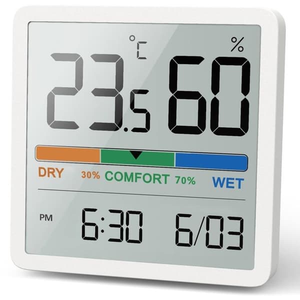 3,34\" digitalt innendørs termometer/hygrometer -9,9°C–60°C, 10–95% RF