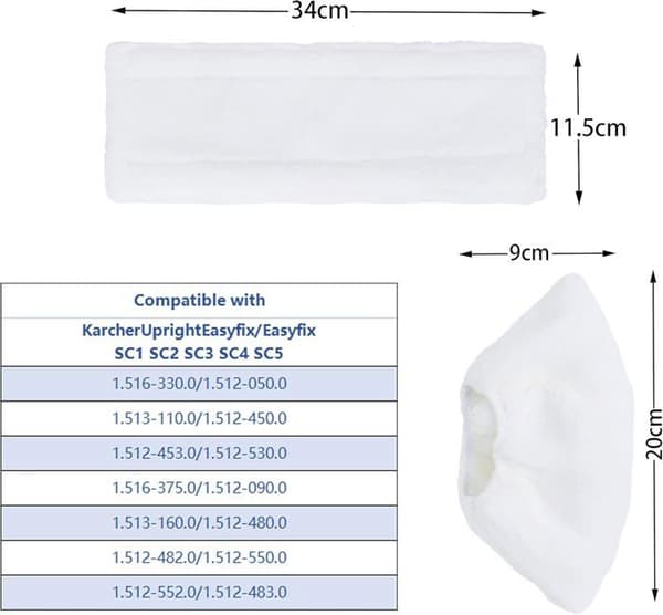 Pakke med 6 udskiftelige mikrofiberklude til Kärcher EasyFix SC2/SC3/SC4/SC5 damprenser