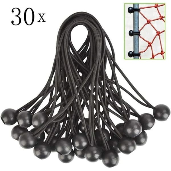 Pakke med 30 200 mm kugle-elastiksnore til presenninger, telte, camping