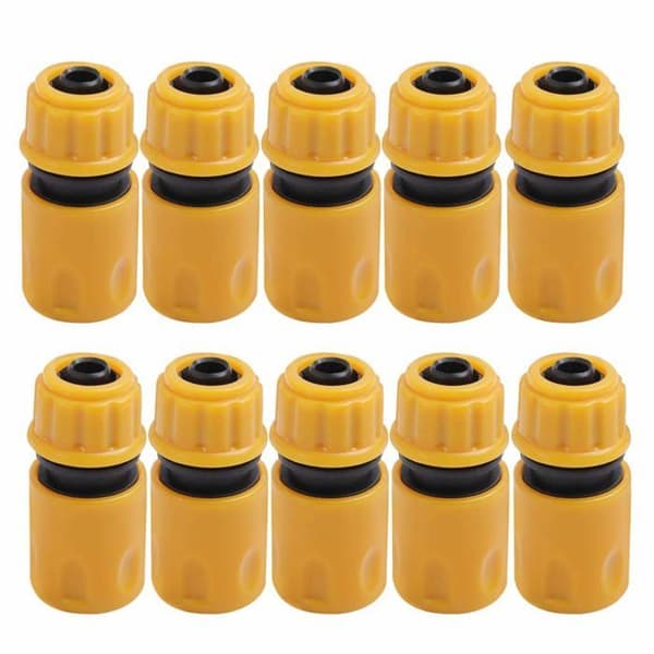 16 mm (1/2 tum) trädgårdsslangkoppling - 10-pack - Robust plast - Snabbkoppling med dubbla utlopp