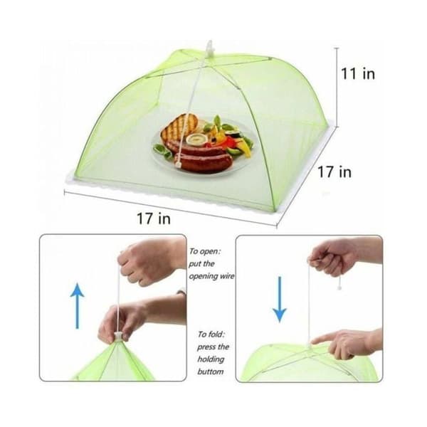 4-pack matklocka/insektsklocka/mattält/hopfällbart matparaply i nät (rosa, grön, gul, blå)