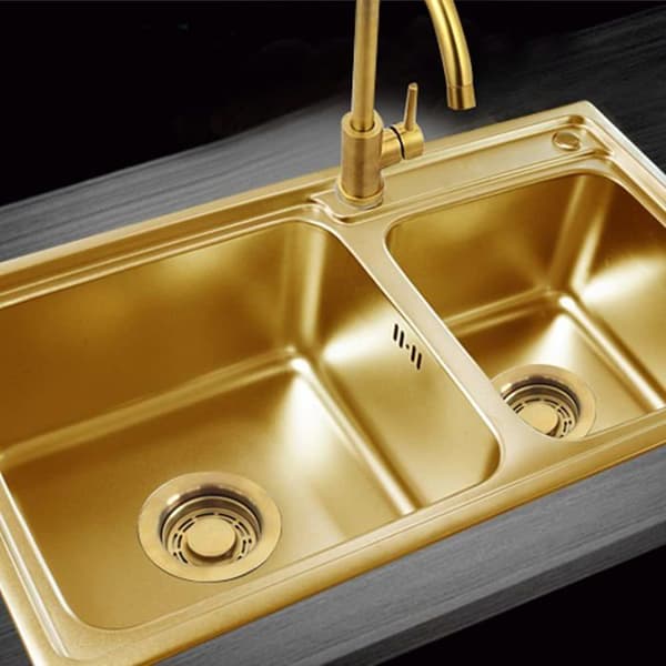 114 mm vaskesi - børstet guld - U-formet affaldskurv - G3,8 cm gevind